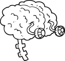 main tiré noir et blanc dessin animé cerveau png