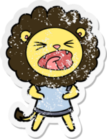 distressed sticker of a cartoon lion png