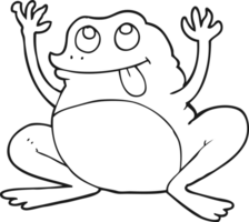 funny  hand drawn black and white cartoon frog png