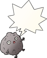 cartoon rock falling with speech bubble in smooth gradient style png