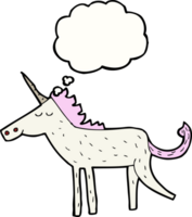 Licorne de dessin animé avec bulle de pensée png