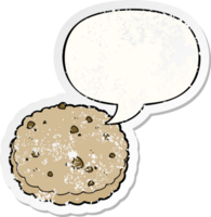 cartone animato biscotto con discorso bolla afflitto afflitto vecchio etichetta png