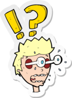 sticker of a cartoon startled boy png