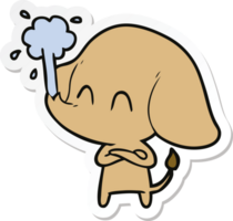 sticker of a cute cartoon elephant spouting water png