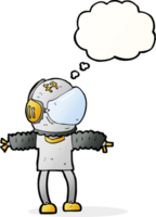 tekenfilm astronaut met gedachte bubbel png