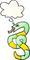 dibujos animados serpiente con pensamiento burbuja en suave degradado estilo png