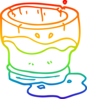 rainbow gradient line drawing of a cartoon old water glass png