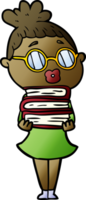 cartoon librarian woman wearing spectacles png