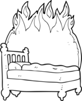 hand drawn black and white cartoon beds are burning png