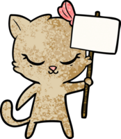 süße Cartoon-Katze mit Schild png