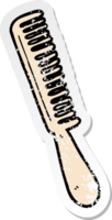 distressed sticker of a cartoon comb png