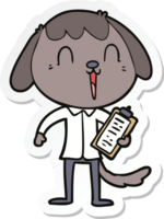 sticker of a cute cartoon dog wearing office shirt png