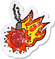 retro distressed sticker of a cartoon red hot light bulb png