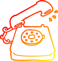 warm gradient line drawing of a cartoon ringing telephone png