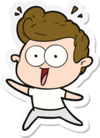 sticker of a cartoon excited man png