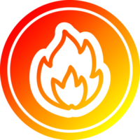 einfach Flamme kreisförmig Symbol mit warm Gradient Fertig png