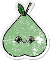 noodlijdende sticker van een schattige cartoon groene peer png