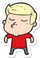 sticker of a cartoon model guy pouting png