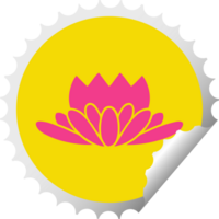 circulaire pellen sticker tekenfilm van een bloem png