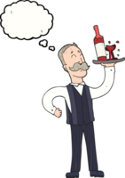 hand drawn thought bubble cartoon waiter png