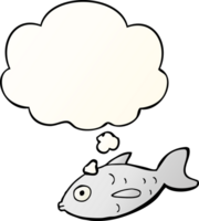 dibujos animados pescado con pensamiento burbuja en suave degradado estilo png