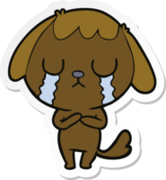 sticker of a cute cartoon dog crying png