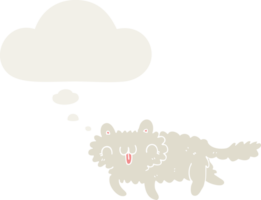 chat de dessin animé et bulle de pensée dans un style rétro png