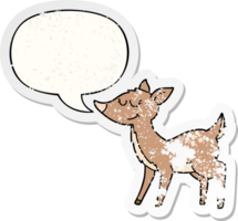 cartoon deer and speech bubble distressed sticker png