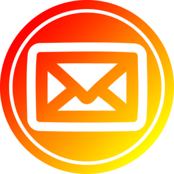 envelope carta circular ícone com caloroso gradiente terminar png