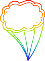desenho de linha de gradiente de arco-íris nuvem decorativa de desenho animado png