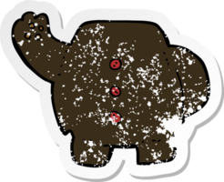 retro nödställd klistermärke av en tecknad svart björn kropp png