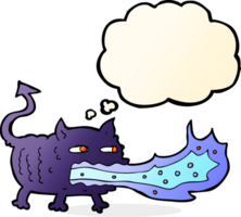cartoon fire breathing imp with thought bubble png