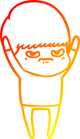 linha de gradiente quente desenhando menino de desenho animado com raiva png