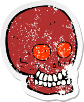 retro distressed sticker of a cartoon skull png