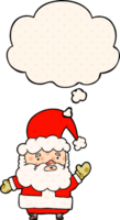 cartoon santa claus and thought bubble in comic book style png