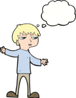 cartoon annoyed boy with thought bubble png