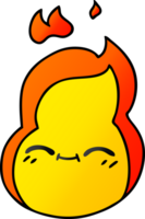 dessin animé dégradé de flamme de feu kawaii mignon png