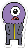 sticker van een cartoon cyclops buitenaardse ruimtevaarder png