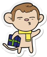 sticker of a cartoon suspicious monkey png