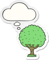 cartoon tree and thought bubble as a printed sticker png