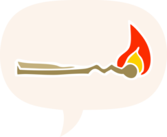 cartoon burning match and speech bubble in retro style png