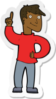 sticker of a cartoon man with great idea png