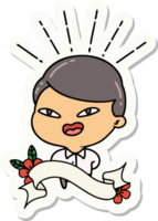sticker of tattoo style happy businessman png