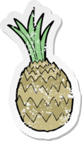 retro distressed sticker of a cartoon pineapple png