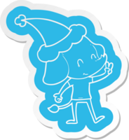 cute cartoon  sticker of a elephant wearing santa hat png