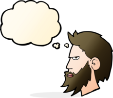 cartone animato uomo con barba con pensato bolla png