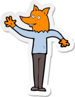 sticker of a cartoon waving fox man png