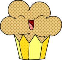 quirky comic book style cartoon happy cupcake png