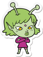 sticker of a pretty cartoon alien girl png