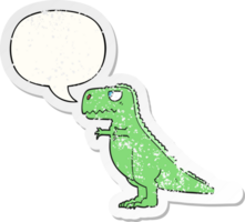 cartoon dinosaur and speech bubble distressed sticker png